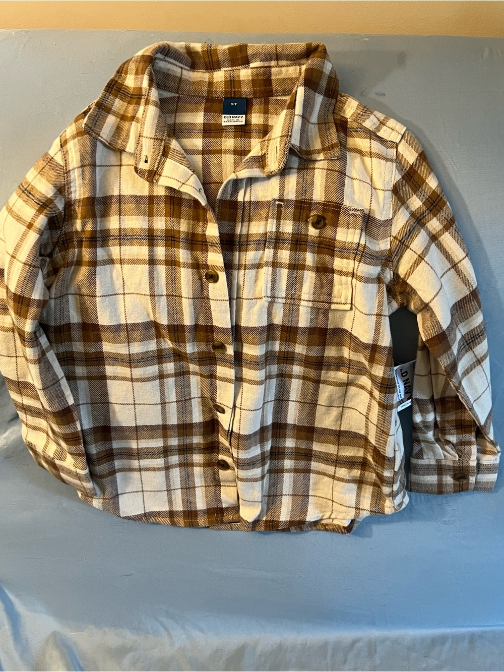 Old Navy Brown & Cream Plaid Button-Down Shirt